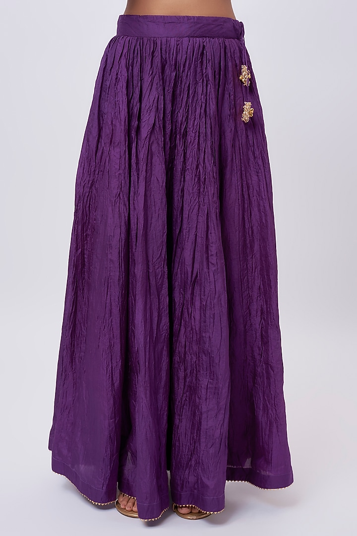 Purple Pure Silk Chanderi Zardosi Hand Embroidered Kurta Set by Sheetal Batra at Pernia's Pop Up Shop