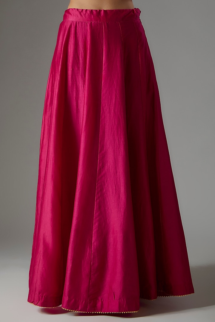 Hot Pink Pure Silk Chanderi Gota Patti Embroidered Wedding Anarkali Set by Sheetal Batra at Pernia's Pop Up Shop
