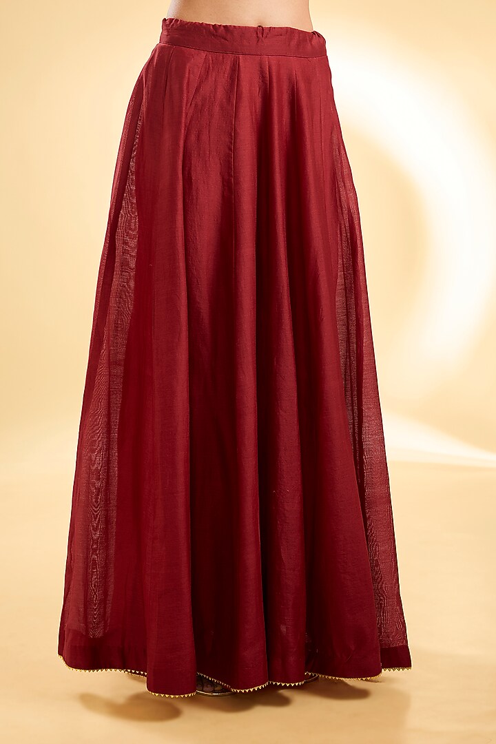 Red Silk Chanderi Dabka Zardosi Embroidered Kalidar Wedding Anarkali Set by Sheetal Batra at Pernia's Pop Up Shop