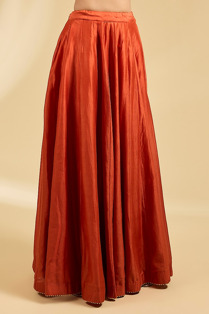 Orange Silk Chanderi Zardosi Embroidered Wedding Anarkali Set by Sheetal Batra at Pernia's Pop Up Shop