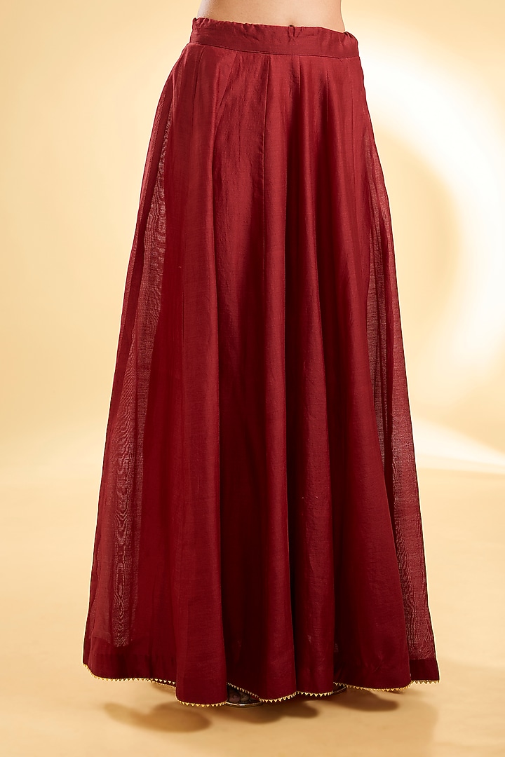 Red Silk Chanderi Dabka Zardosi Embroidered Kalidar Wedding Anarkali Set by Sheetal Batra at Pernia's Pop Up Shop