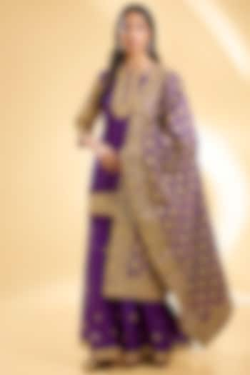 Purple Silk Chanderi Kalidar Sharara Set by Sheetal Batra at Pernia's Pop Up Shop