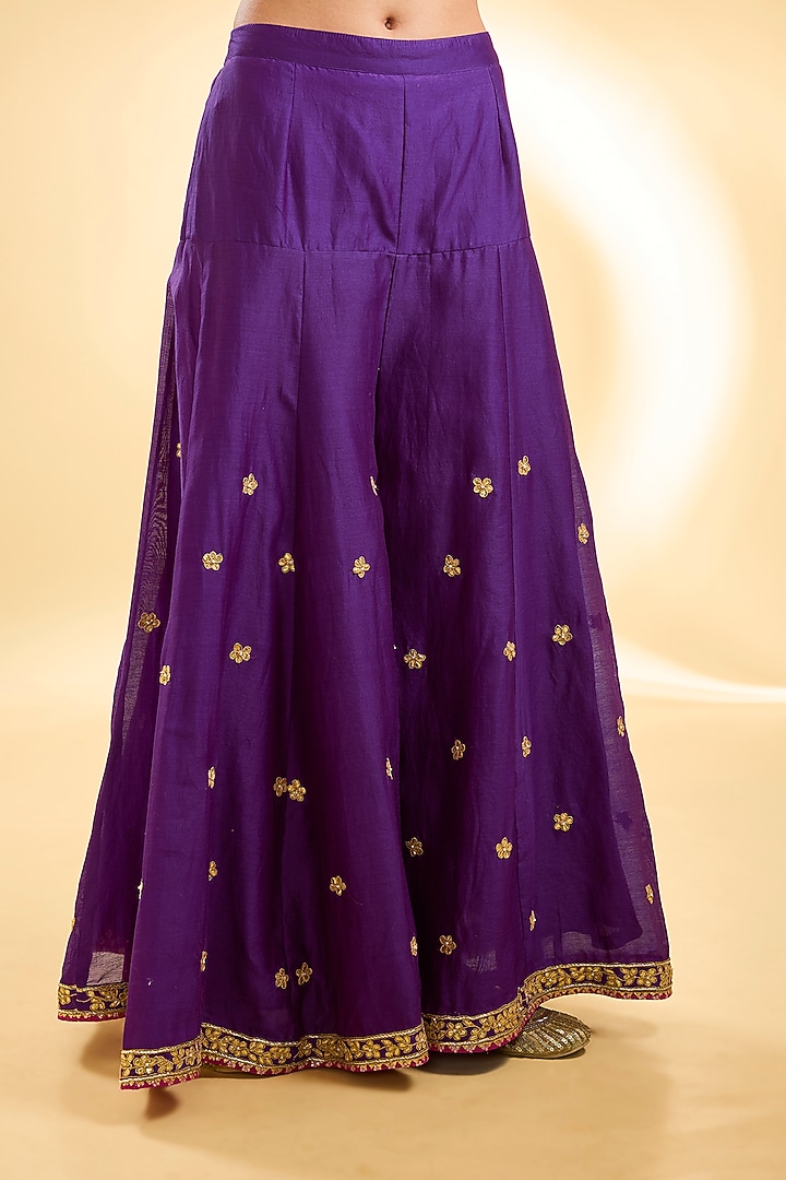 Purple Silk Chanderi Kalidar Bridal Sharara Set by Sheetal Batra at Pernia's Pop Up Shop