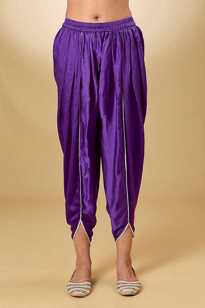 Purple Pure Silk Chanderi Parsi Gara Embroidered Kurta Set by Sheetal Batra at Pernia's Pop Up Shop