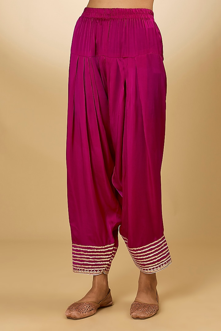 Pink Pure Silk Chanderi Parsi Gara Embroidered Kurta Set by Sheetal Batra at Pernia's Pop Up Shop