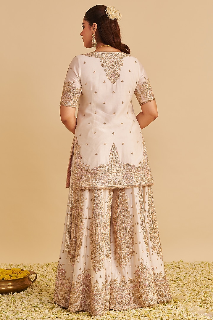 Daisy Ivory Silk Chanderi Zardosi Embroidered Bridal Sharara Set by Sheetal Batra at Pernia's Pop Up Shop