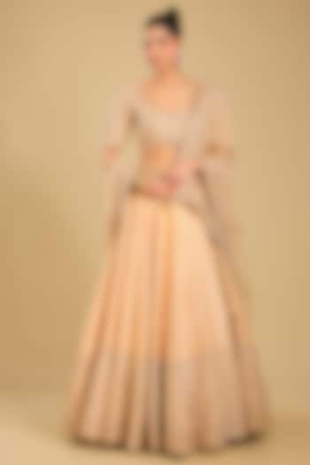 Gold Pure Raw Silk Zardosi Embroidered Bridal Lehenga Set by Sheetal Batra at Pernia's Pop Up Shop