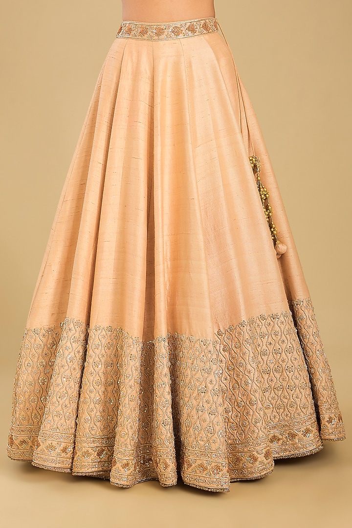 Gold Pure Raw Silk Zardosi Embroidered Bridal Lehenga Set by Sheetal Batra at Pernia's Pop Up Shop