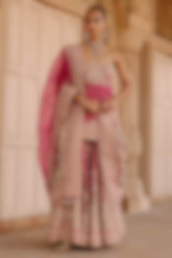 Hot Pink Pure Silk Chanderi Dabka Embellished Gharara Set by Sheetal Batra at Pernia's Pop Up Shop