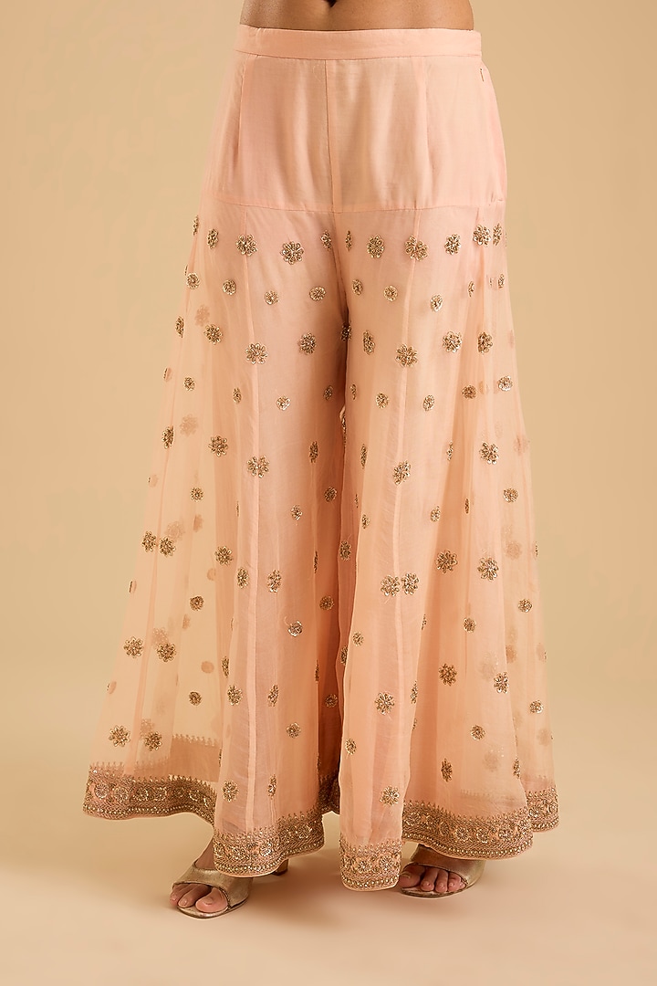 Rose Pink Silk Organza Zardosi Embroidered Bridal Sharara Set by Sheetal Batra at Pernia's Pop Up Shop