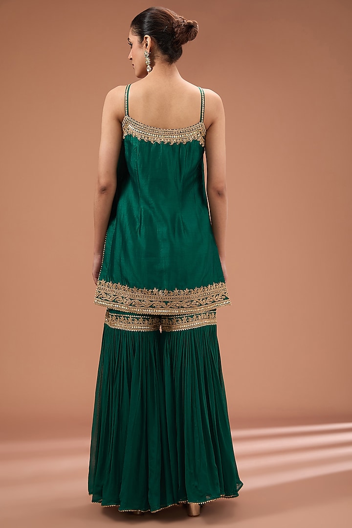 Green Georgette Gharara Set by Sheetal Batra at Pernia's Pop Up Shop