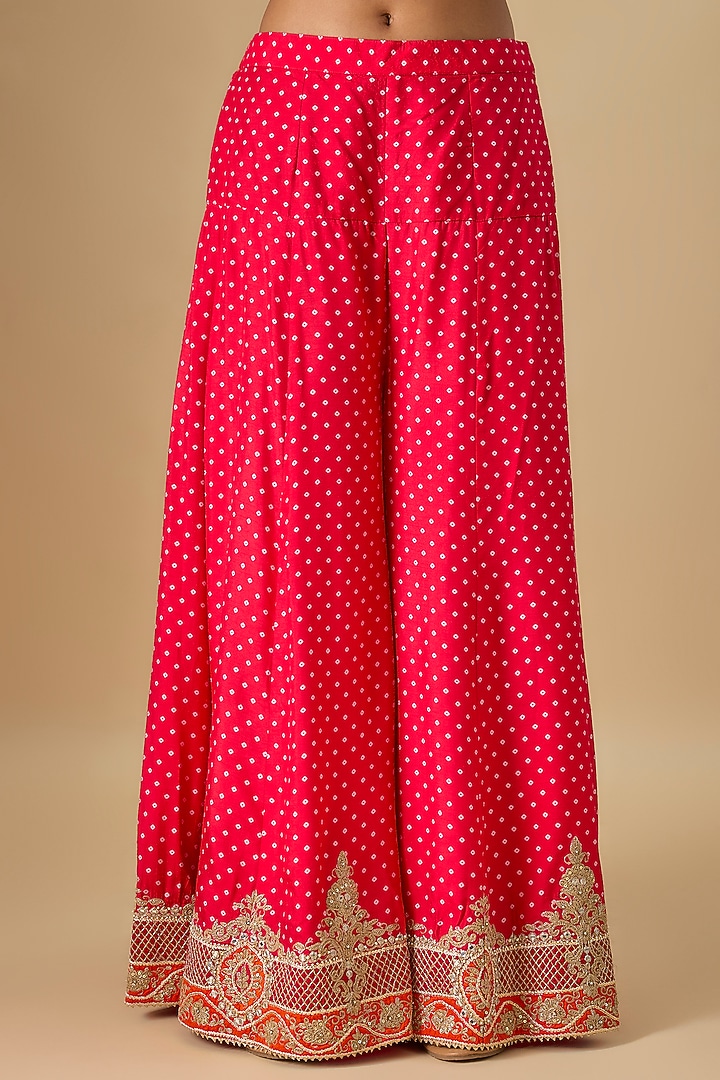 Red Upada Silk Kashmiri Tilla Embroidered Wedding Sharara Set by Sheetal Batra at Pernia's Pop Up Shop