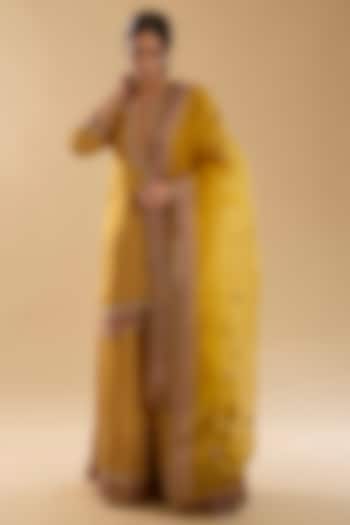 Mustard Upada Silk Wedding Sharara Set by Sheetal Batra at Pernia's Pop Up Shop
