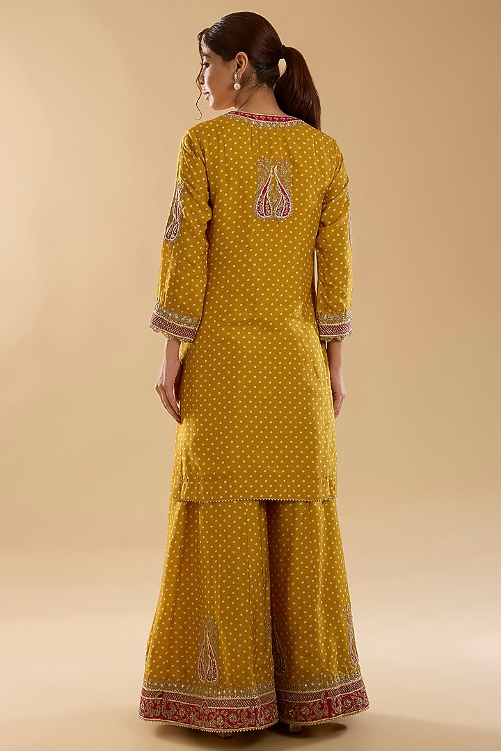 Mustard Upada Silk Wedding Sharara Set by Sheetal Batra at Pernia's Pop Up Shop