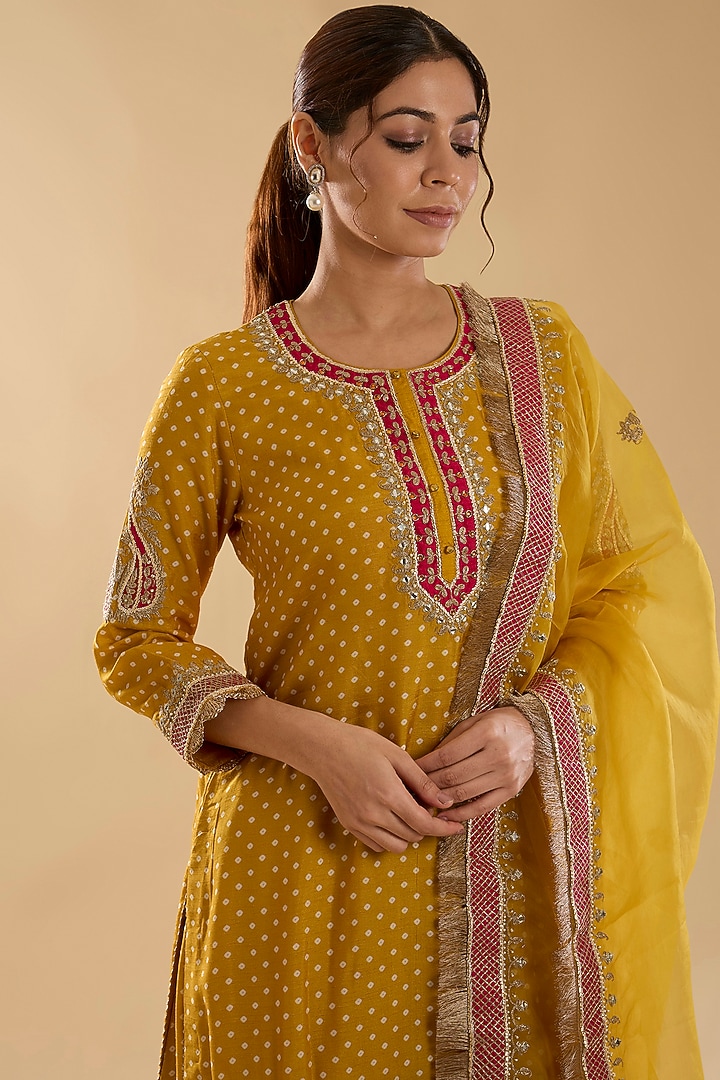 Mustard Upada Silk Wedding Sharara Set by Sheetal Batra at Pernia's Pop Up Shop