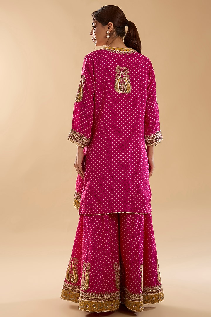 Hot Pink Upada Silk Wedding Sharara Set by Sheetal Batra at Pernia's Pop Up Shop