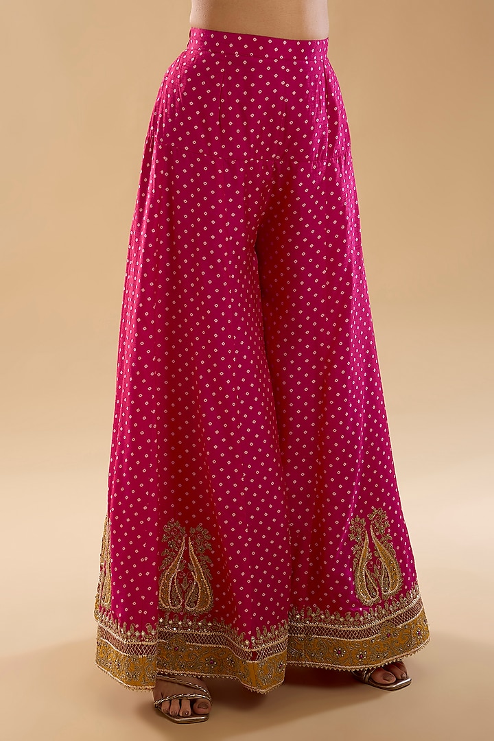 Hot Pink Upada Silk Wedding Sharara Set by Sheetal Batra at Pernia's Pop Up Shop