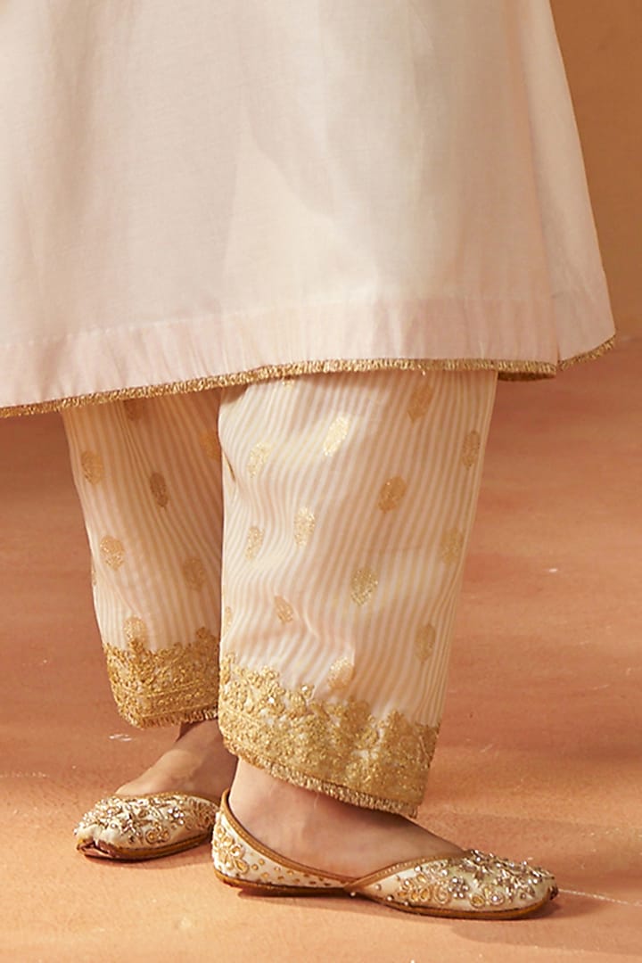 Daisy Ivory Pure Silk Chanderi Sequin Embroidered Choga Kurta Set by Sheetal Batra at Pernia's Pop Up Shop