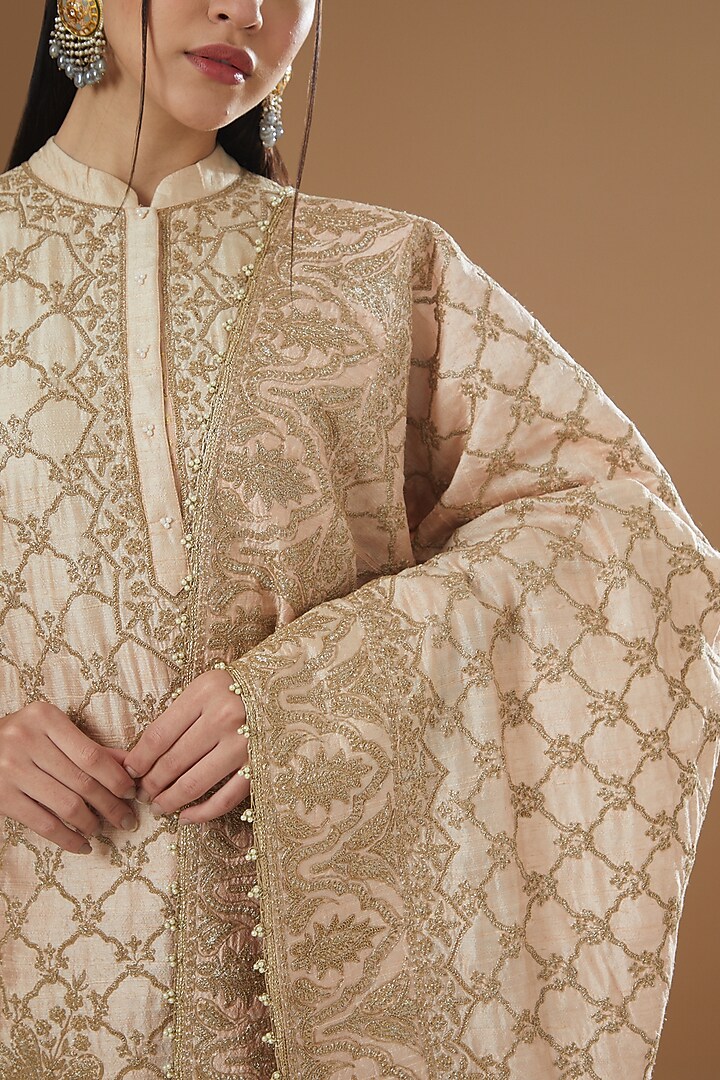 Blush Pink Georgette Gharara Set by Sheetal Batra at Pernia's Pop Up Shop