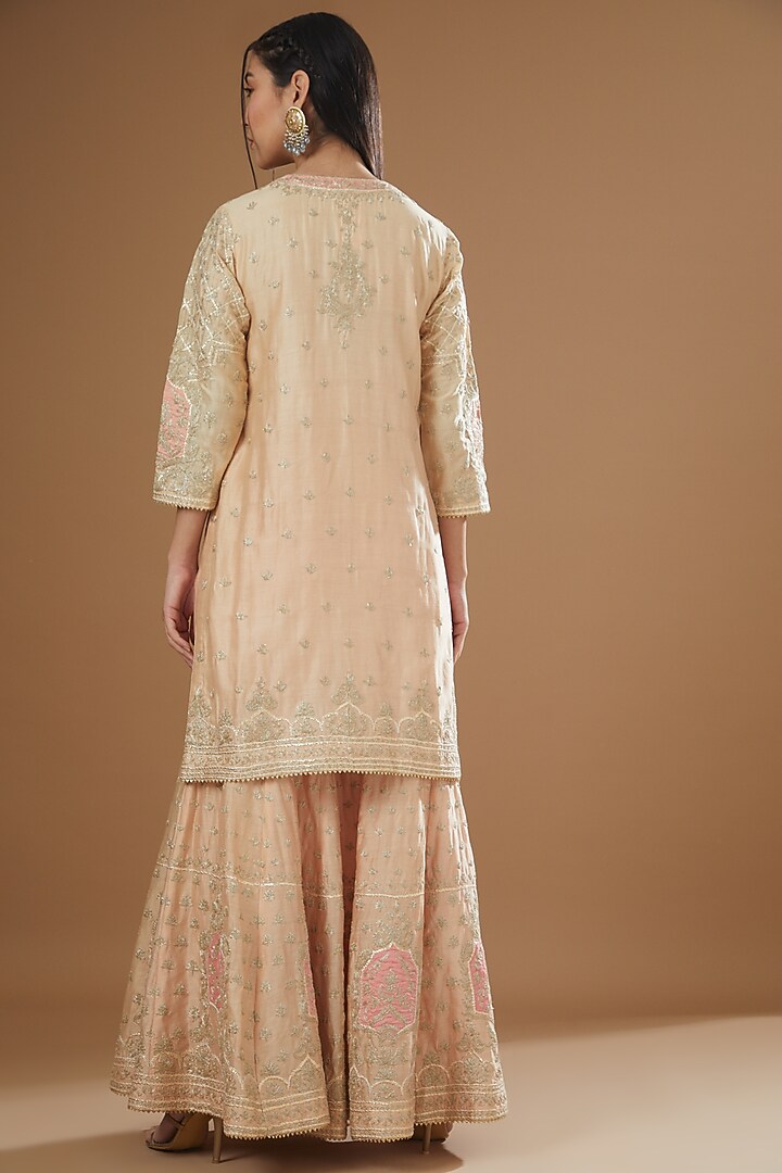 Blush Pink Silk Chanderi Gharara Set by Sheetal Batra at Pernia's Pop Up Shop