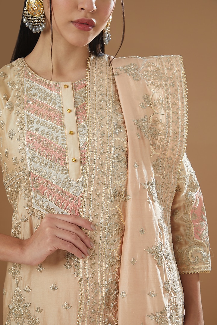 Blush Pink Silk Chanderi Gharara Set by Sheetal Batra at Pernia's Pop Up Shop