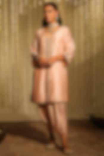 Rose Pink Bamberg Satin Dhoti Set by Sheetal Batra at Pernia's Pop Up Shop