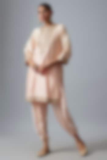 Peach Bemberg Satin Dhoti Set by Sheetal Batra at Pernia's Pop Up Shop