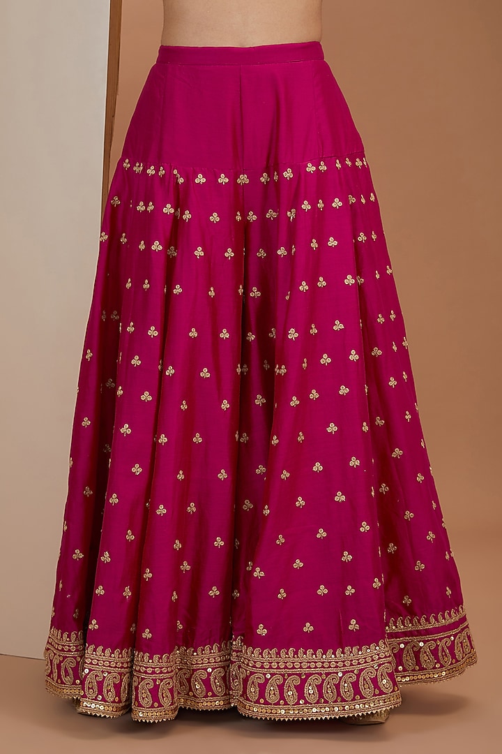 Pink Silk Chanderi Boota Embroidered Wedding Sharara Set by Sheetal Batra at Pernia's Pop Up Shop