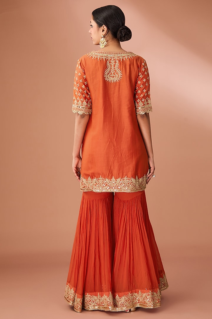 Orange Georgette Wedding Sharara Set by Sheetal Batra at Pernia's Pop Up Shop