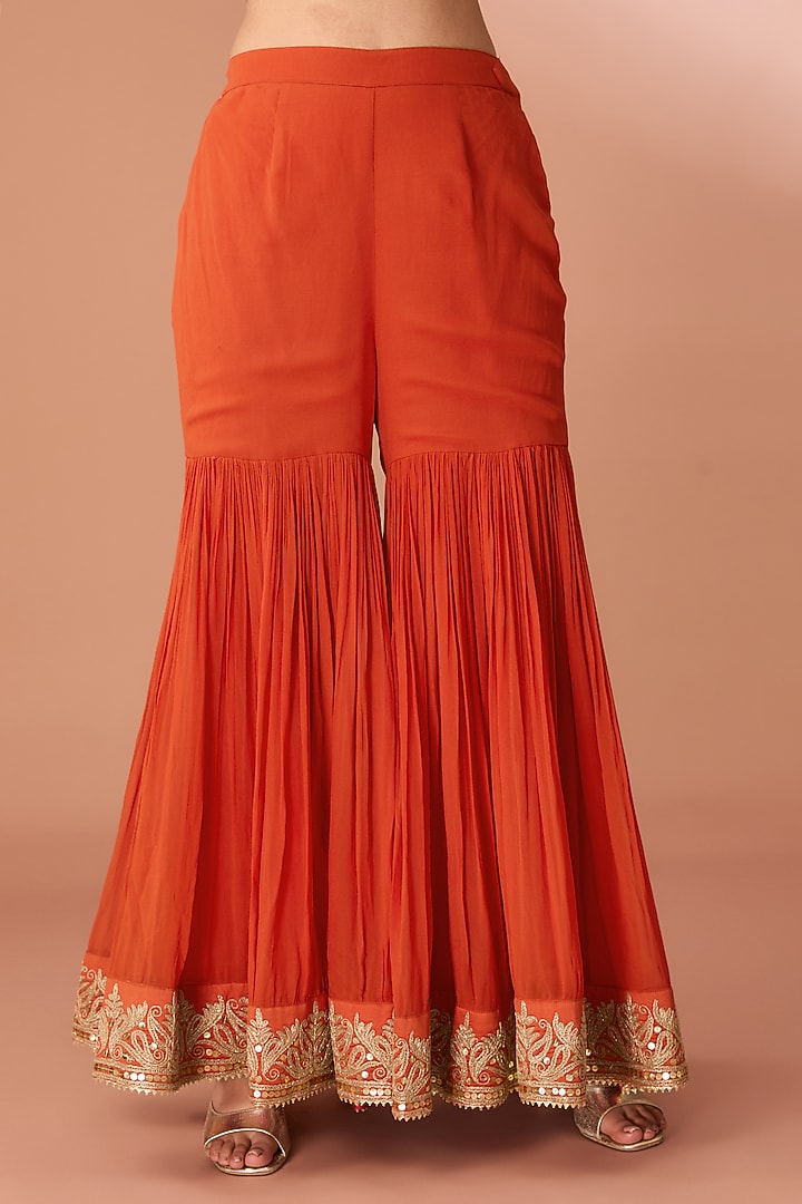 Orange Georgette Wedding Sharara Set by Sheetal Batra at Pernia's Pop Up Shop