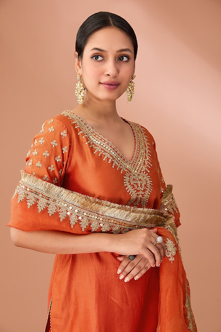 Orange Georgette Wedding Sharara Set by Sheetal Batra at Pernia's Pop Up Shop
