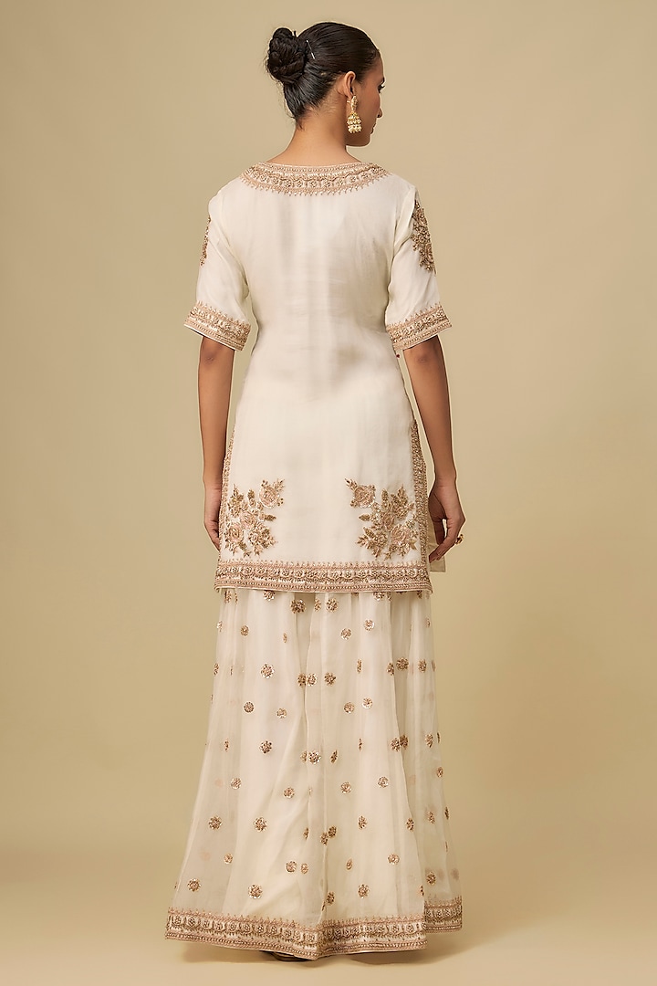 Ivory Silk Organza Bridal Sharara Set by Sheetal Batra at Pernia's Pop Up Shop