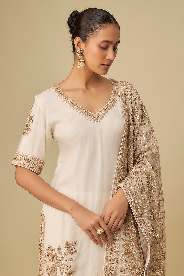 Ivory Silk Organza Bridal Sharara Set by Sheetal Batra at Pernia's Pop Up Shop