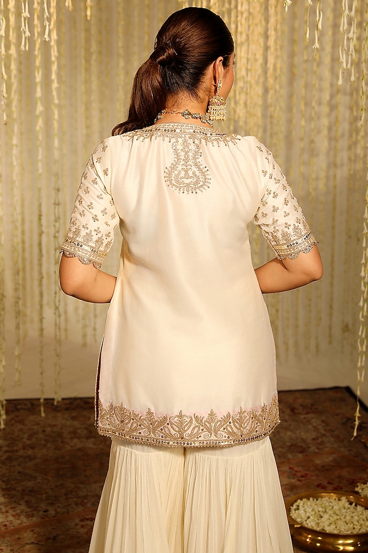 Ivory Georgette Gharara Set by Sheetal Batra at Pernia's Pop Up Shop
