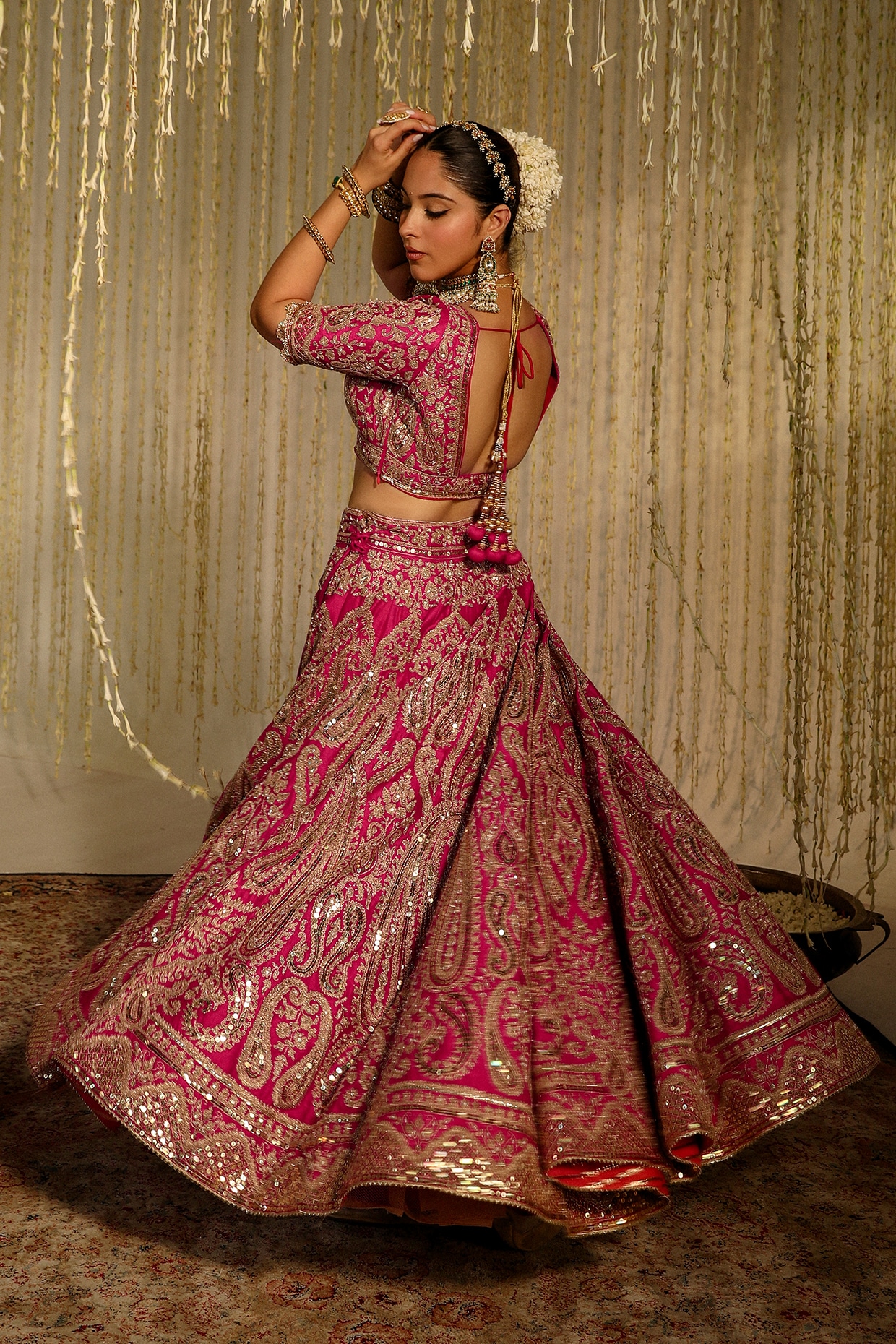 Fuschia pink bridal clearance lehenga