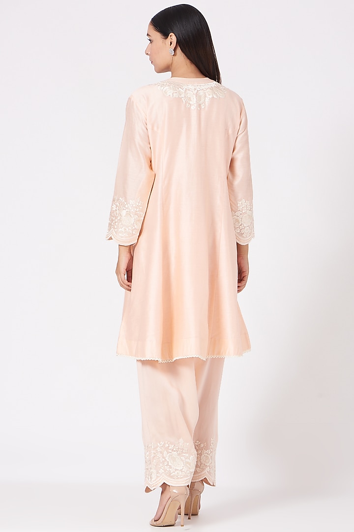 Blush Pink Gota Embellished Short Kurta Set by Sheetal Batra at Pernia's Pop Up Shop