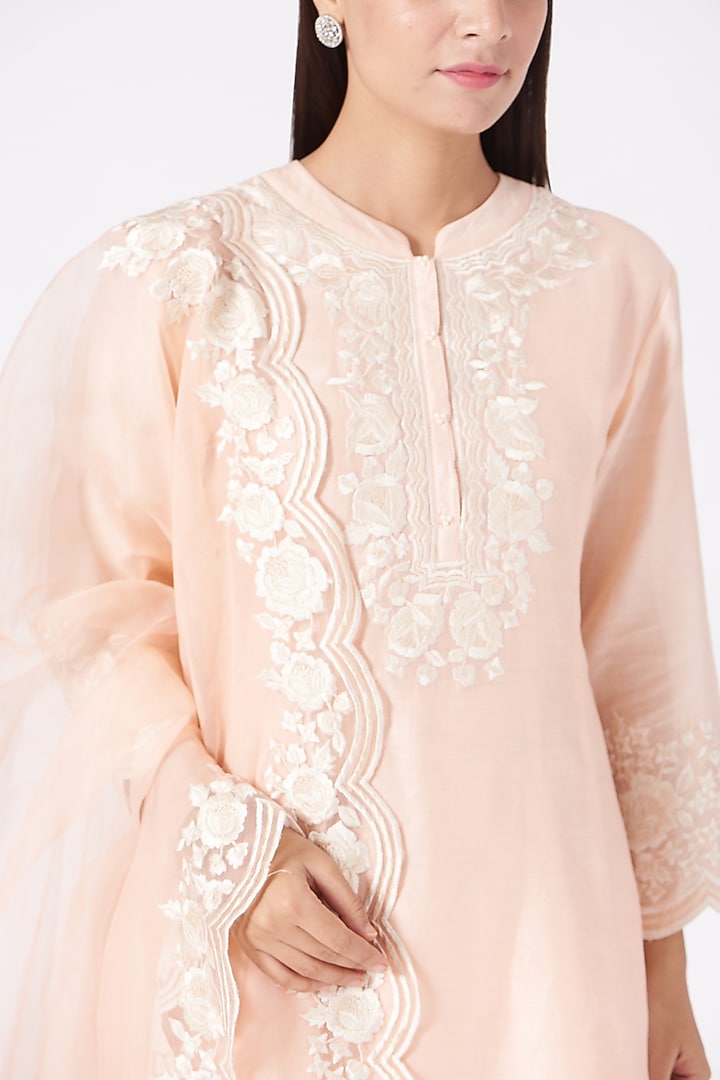 Blush Pink Gota Embellished Short Kurta Set by Sheetal Batra at Pernia's Pop Up Shop