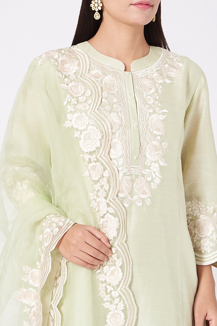 Mint Green Gota Embellished Short Kurta Set by Sheetal Batra at Pernia's Pop Up Shop