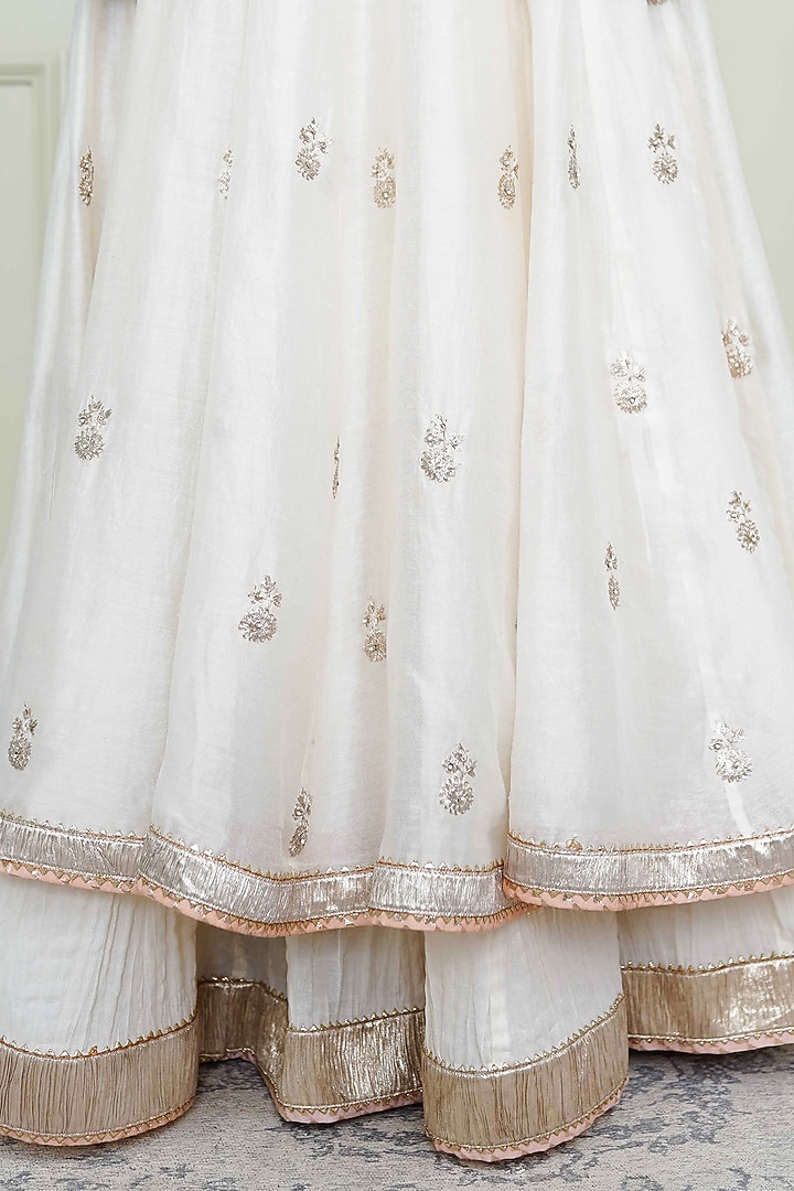 Daisy Ivory Pearl Embroidered Wedding Anarkali Set by Sheetal Batra at Pernia's Pop Up Shop