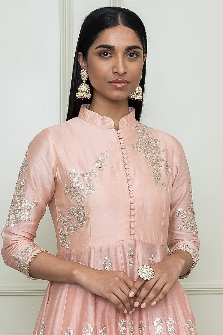Pearl Pink Pearl Embroidered Wedding Anarkali Set by Sheetal Batra at Pernia's Pop Up Shop