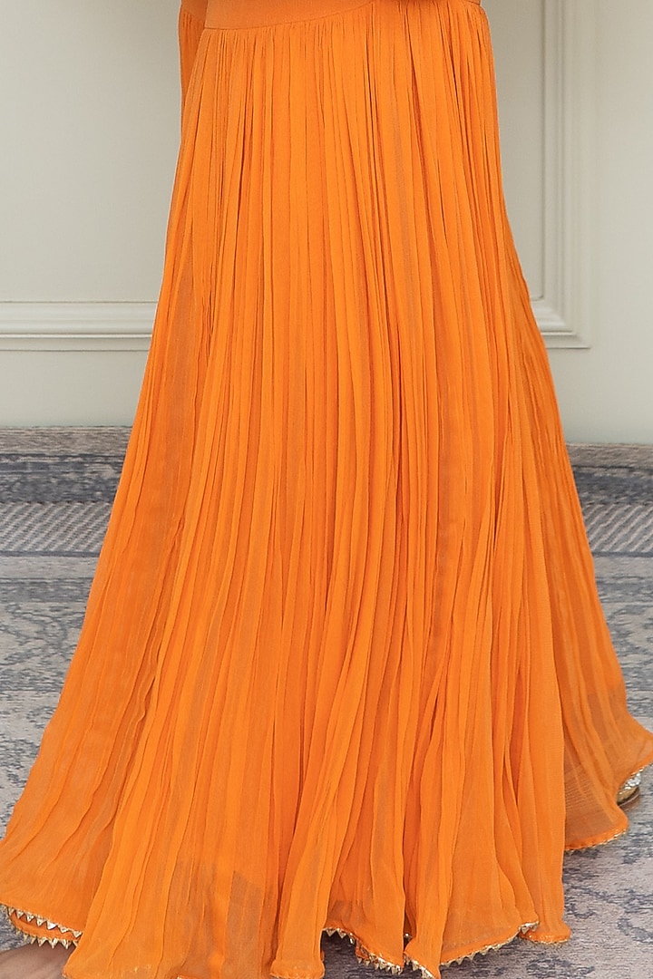 Pumpkin Orange Georgette Gharara Set by Sheetal Batra at Pernia's Pop Up Shop
