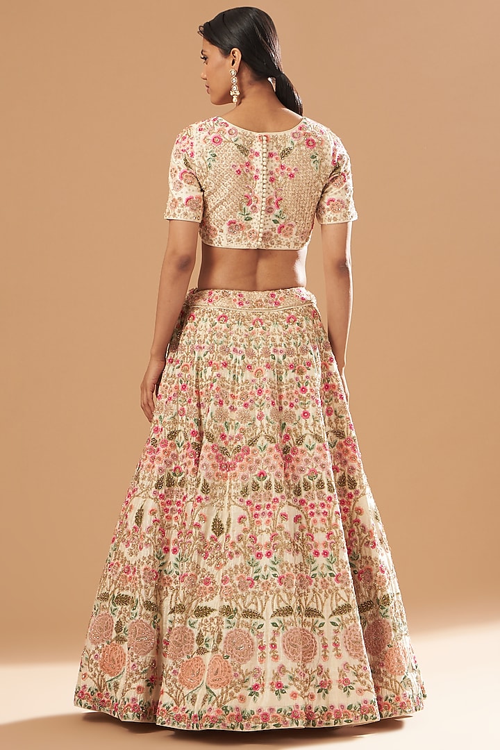 Beige Embroidered Bridal Lehenga Set by Sheetal Batra at Pernia's Pop Up Shop