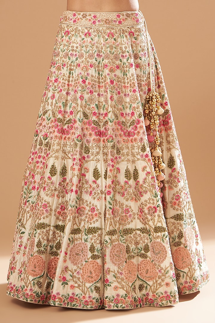 Beige Embroidered Bridal Lehenga Set by Sheetal Batra at Pernia's Pop Up Shop