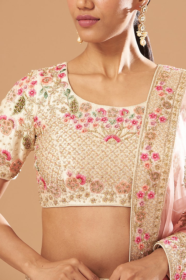 Beige Embroidered Bridal Lehenga Set by Sheetal Batra at Pernia's Pop Up Shop