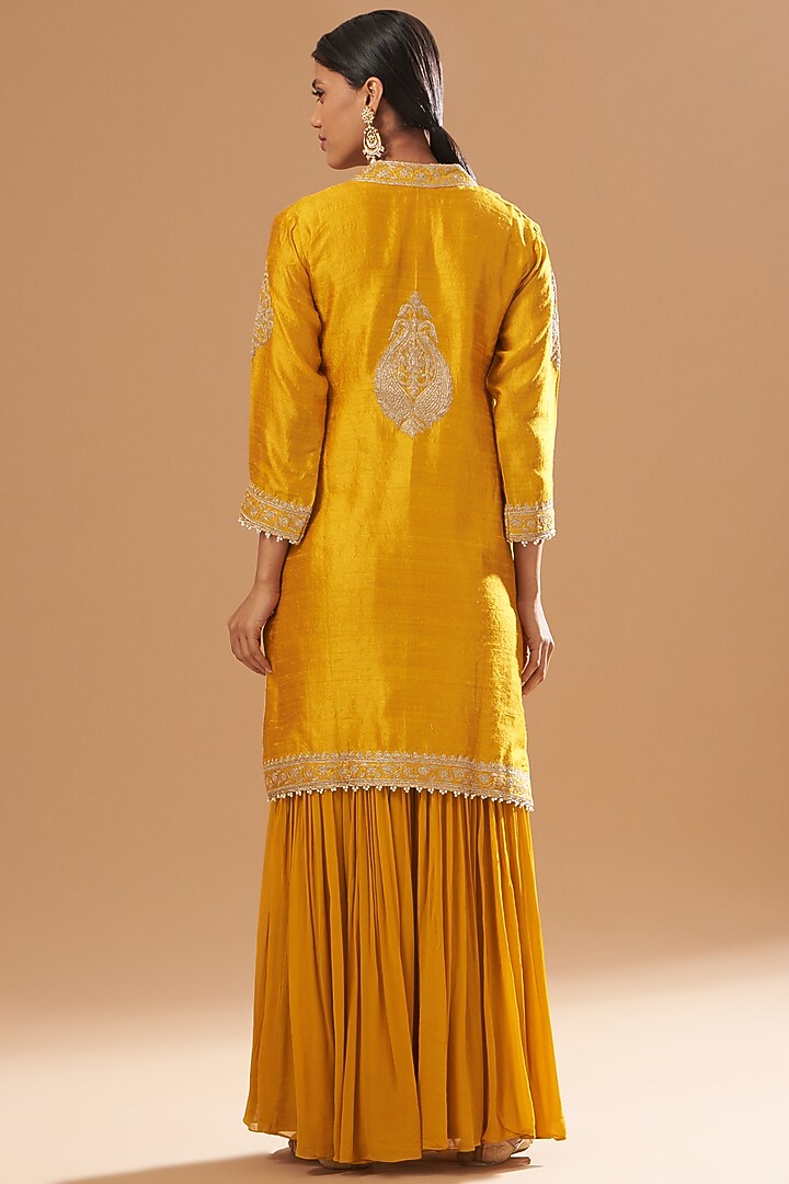 Mustard Pure Silk Gharara Set by Sheetal Batra at Pernia's Pop Up Shop