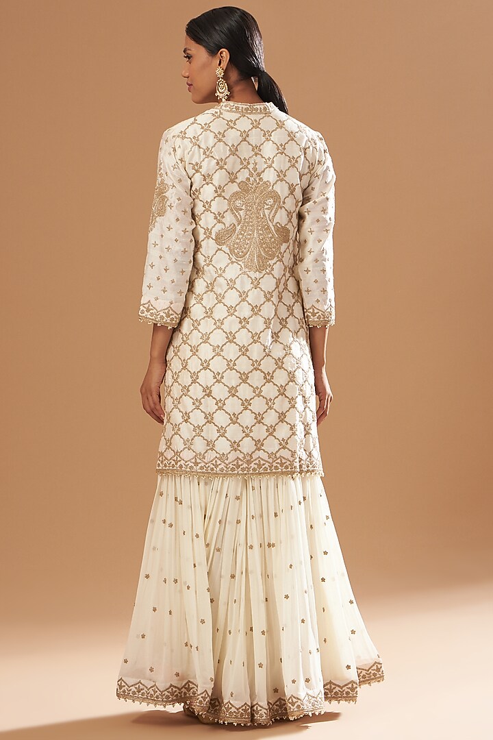 White Pure Silk Gharara Set by Sheetal Batra at Pernia's Pop Up Shop