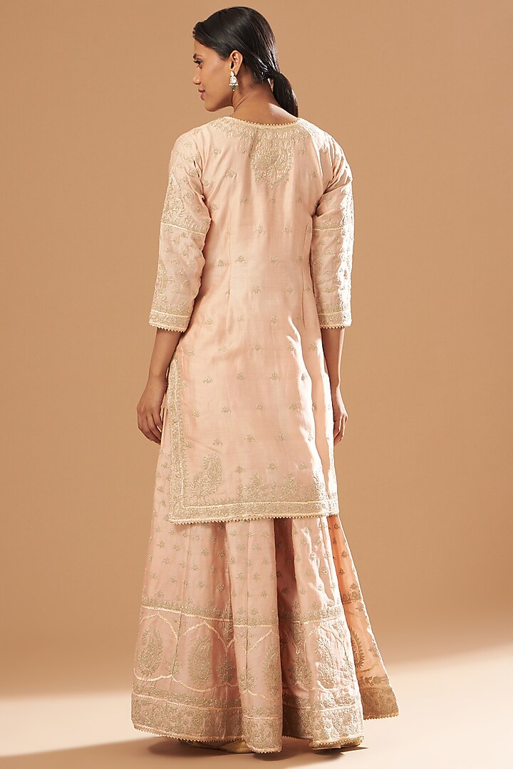 Blush Pink Pure Silk Chanderi Gharara Set by Sheetal Batra at Pernia's Pop Up Shop