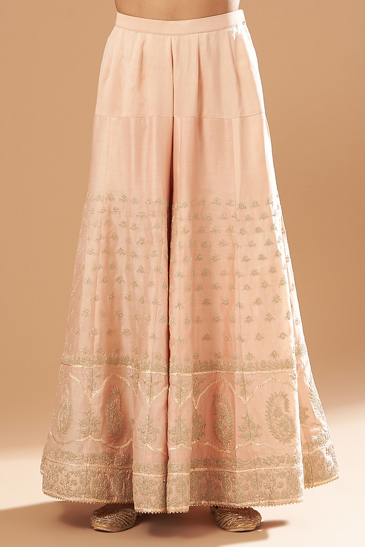Blush Pink Pure Silk Chanderi Gharara Set by Sheetal Batra at Pernia's Pop Up Shop