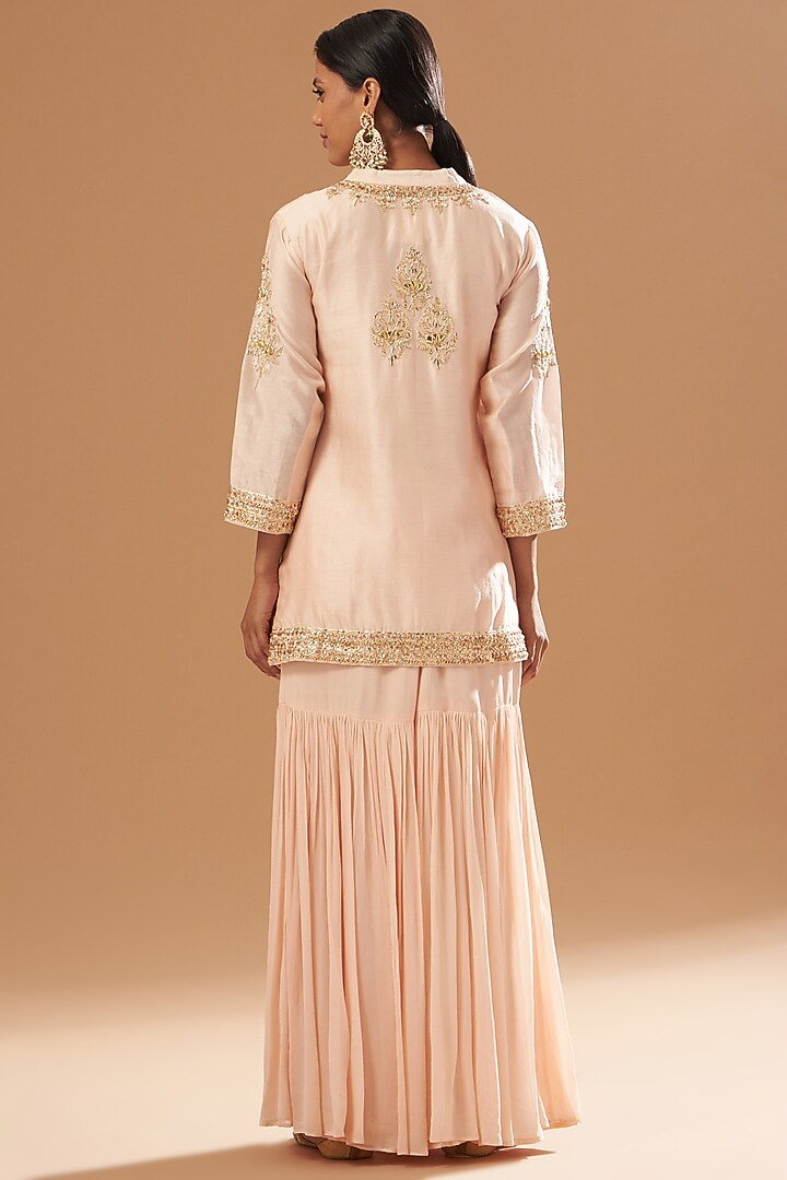 Blush Pink Silk Chanderi Gharara Set by Sheetal Batra at Pernia's Pop Up Shop