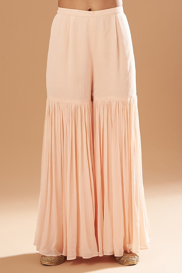 Blush Pink Silk Chanderi Gharara Set by Sheetal Batra at Pernia's Pop Up Shop